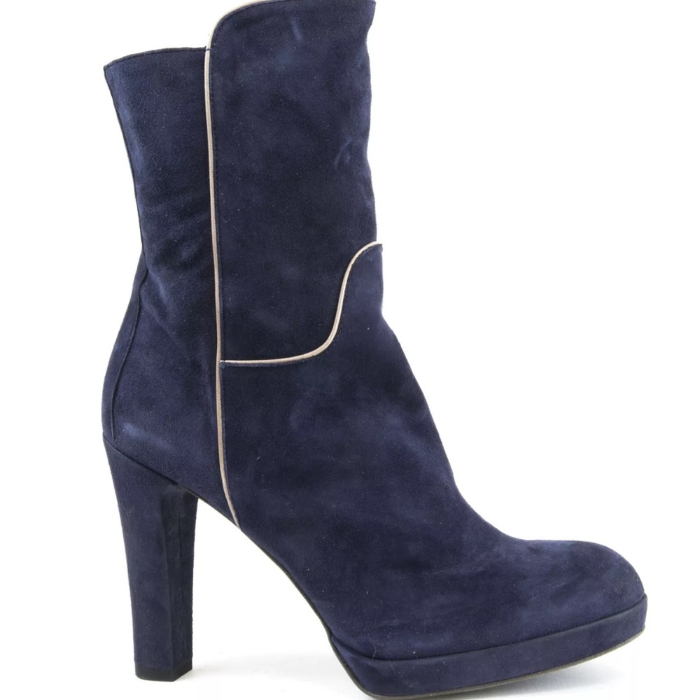 Alberto Fermani Suede Elegant Navy High Heel Boots